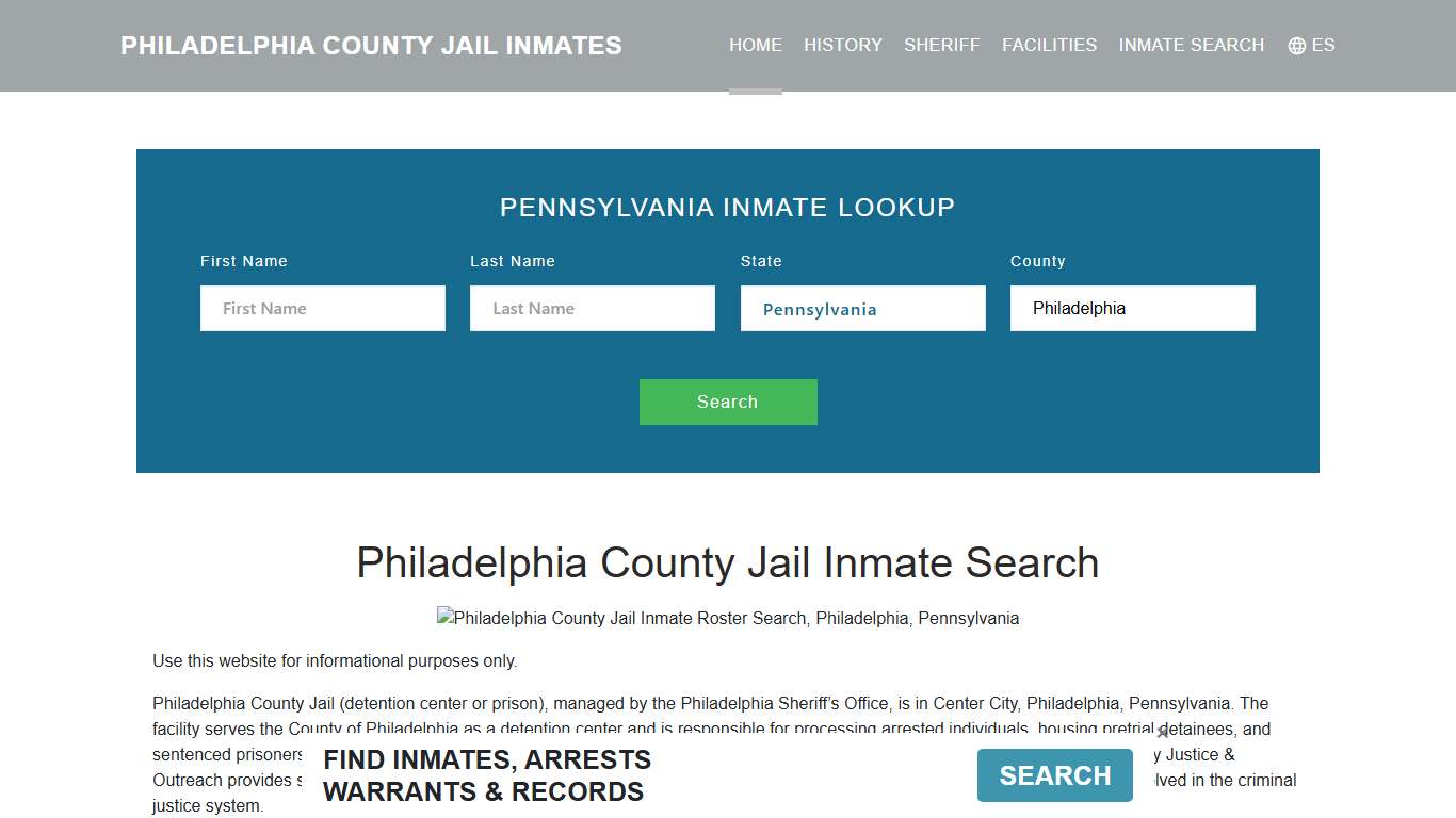 Philadelphia County Jail Inmate Roster Lookup, Philadelphia, PA